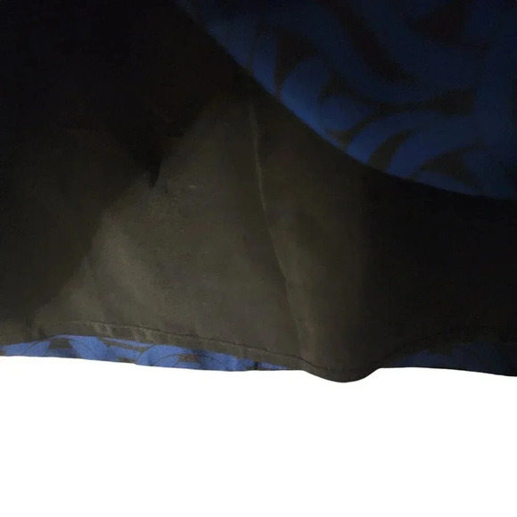 Banana Republic 100% Silk Mini Dress Blue & Black Chain Print Pockets Size 4 - Picture 7 of 13